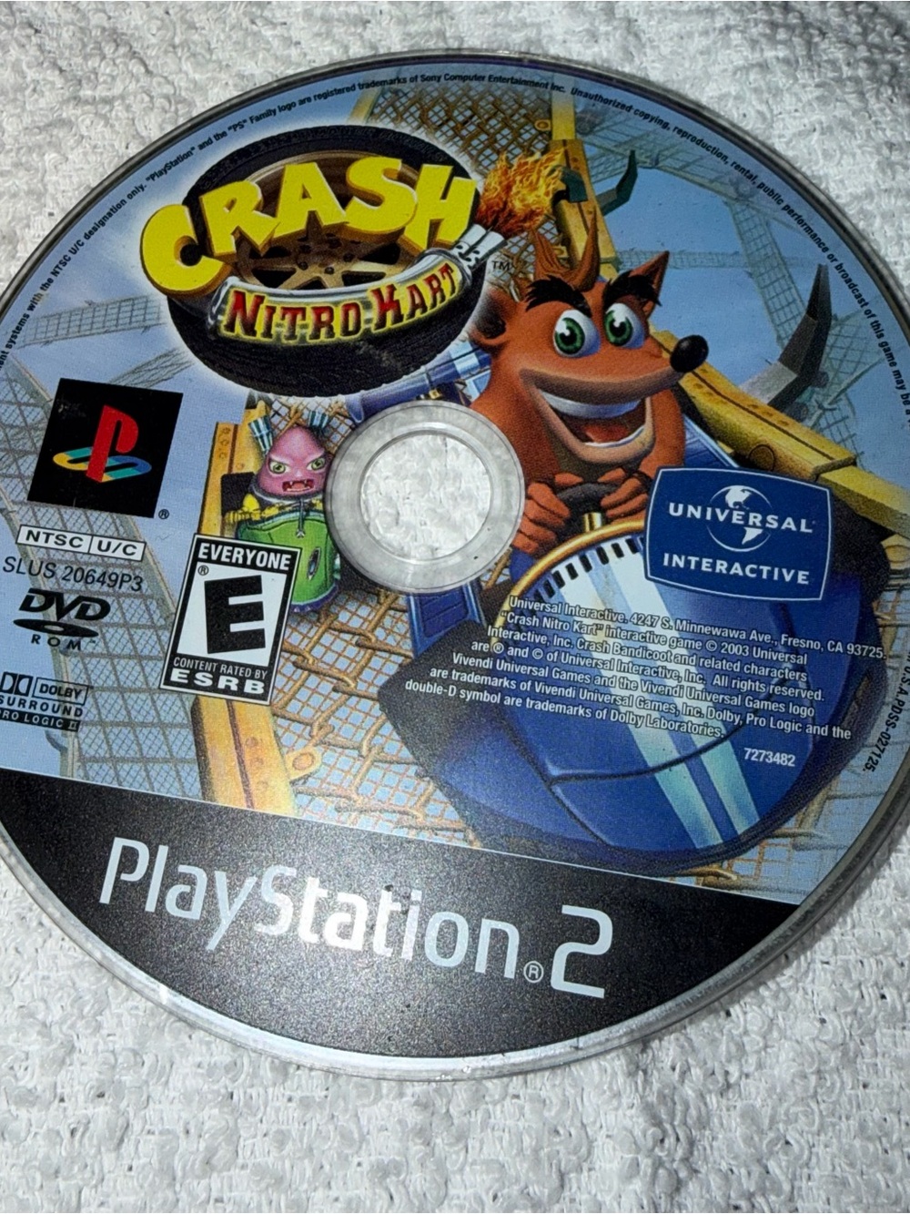 Crash Nitro Kart PlayStation 2 Game Disc - Blue